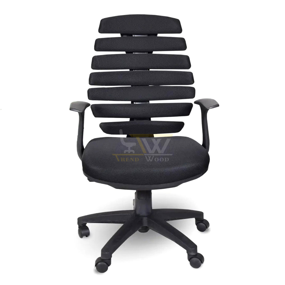 Modern segmented back office chair designed for posture support available in Islamabad, Karachi, and Lahore