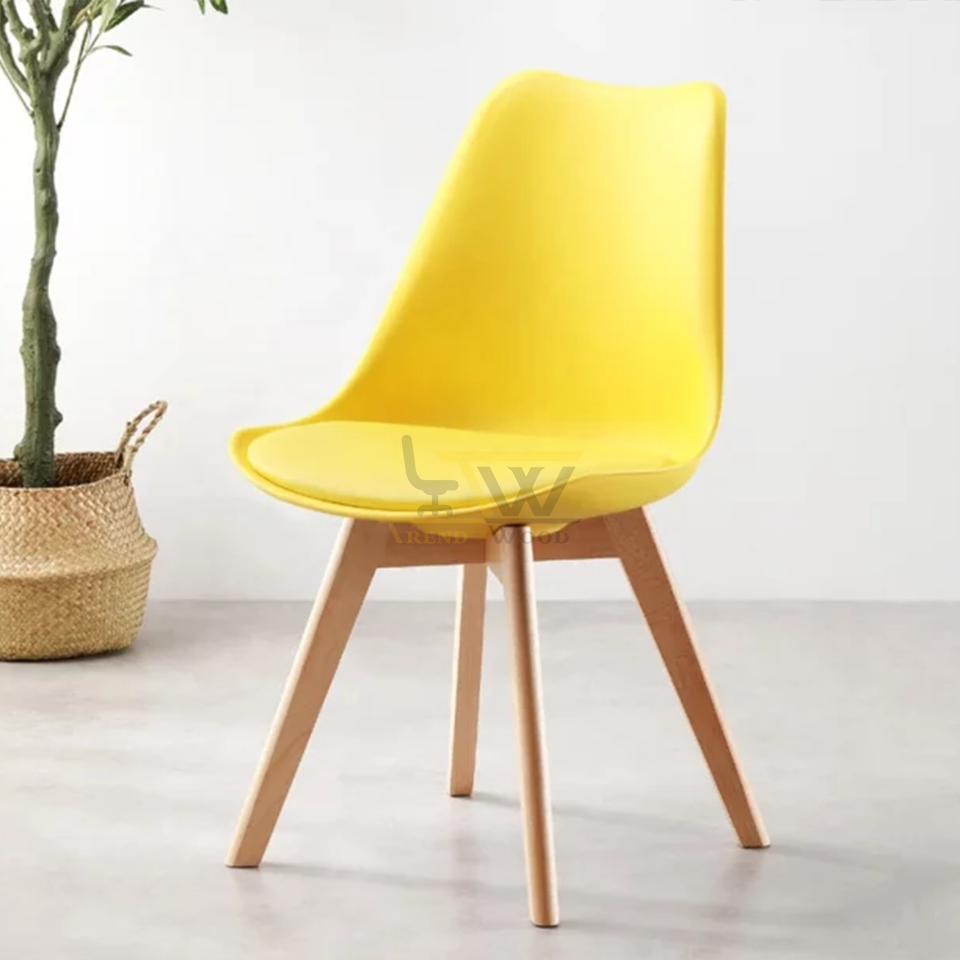 Yellow Molded Plastic Chair with Wood Legs | Stylish Seating Trendwood