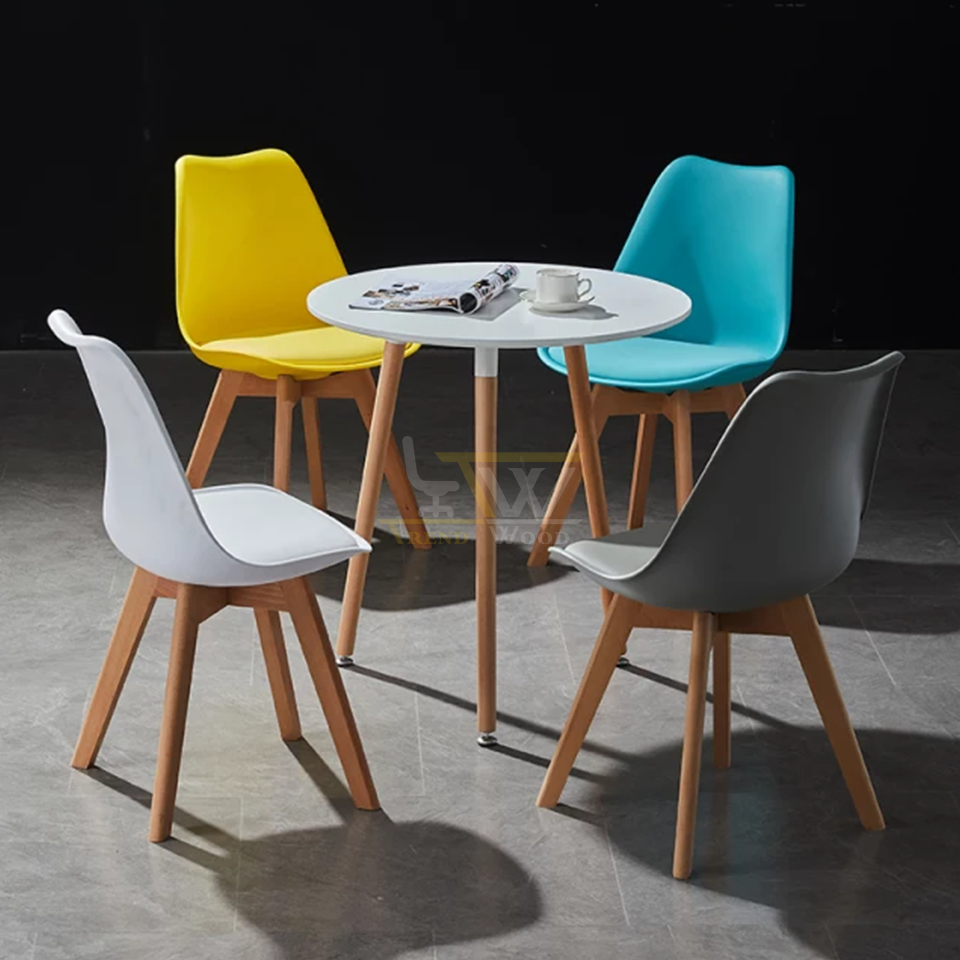 Set of Four Trendwood Modern Plastic Side Chairs in Assorted Colors