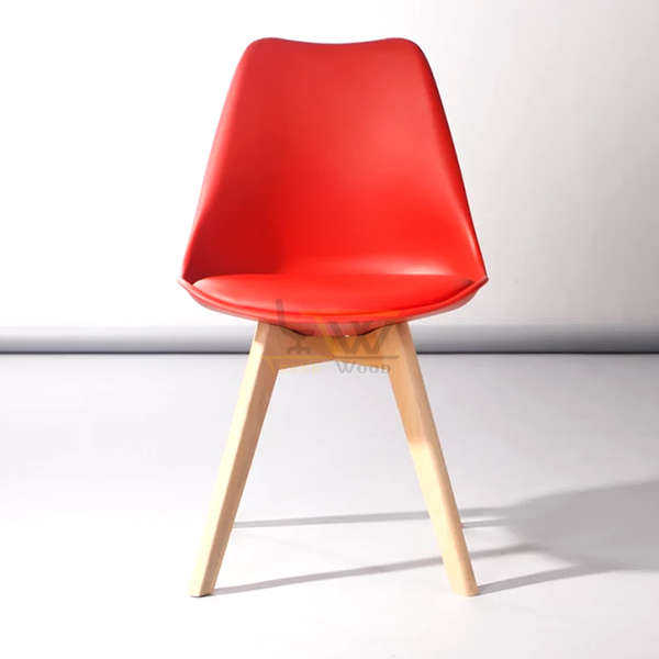 Red Molded Plastic Chair with Wood Legs | Stylish Seating Trendwood