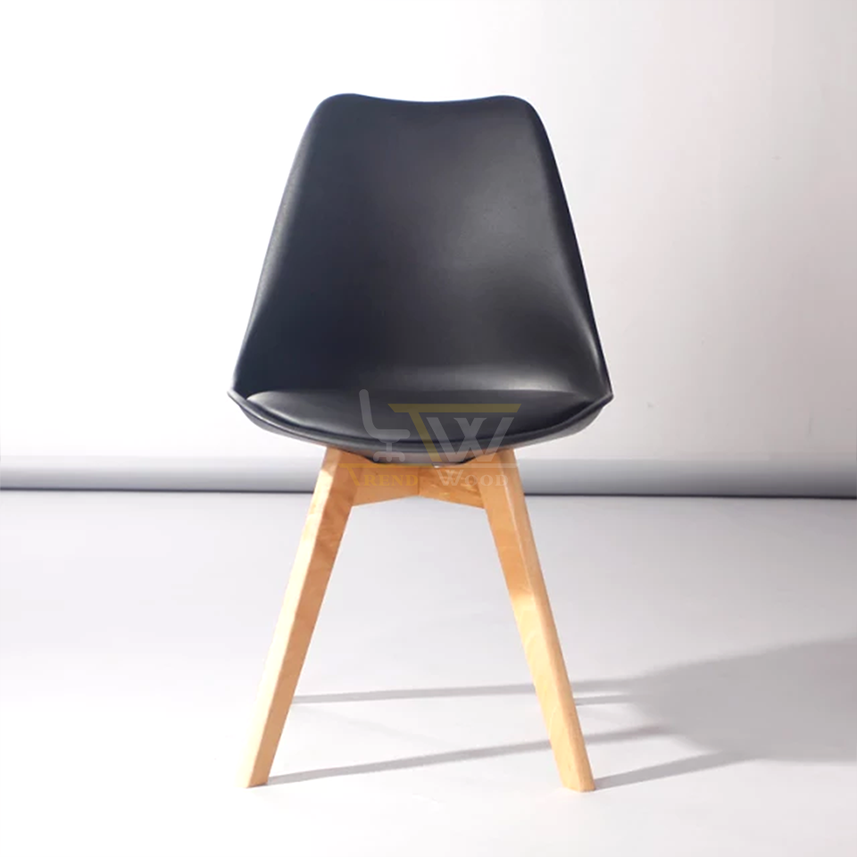 Metal Black Molded Plastic Chair with Wood Legs | Stylish Seating Trendwood