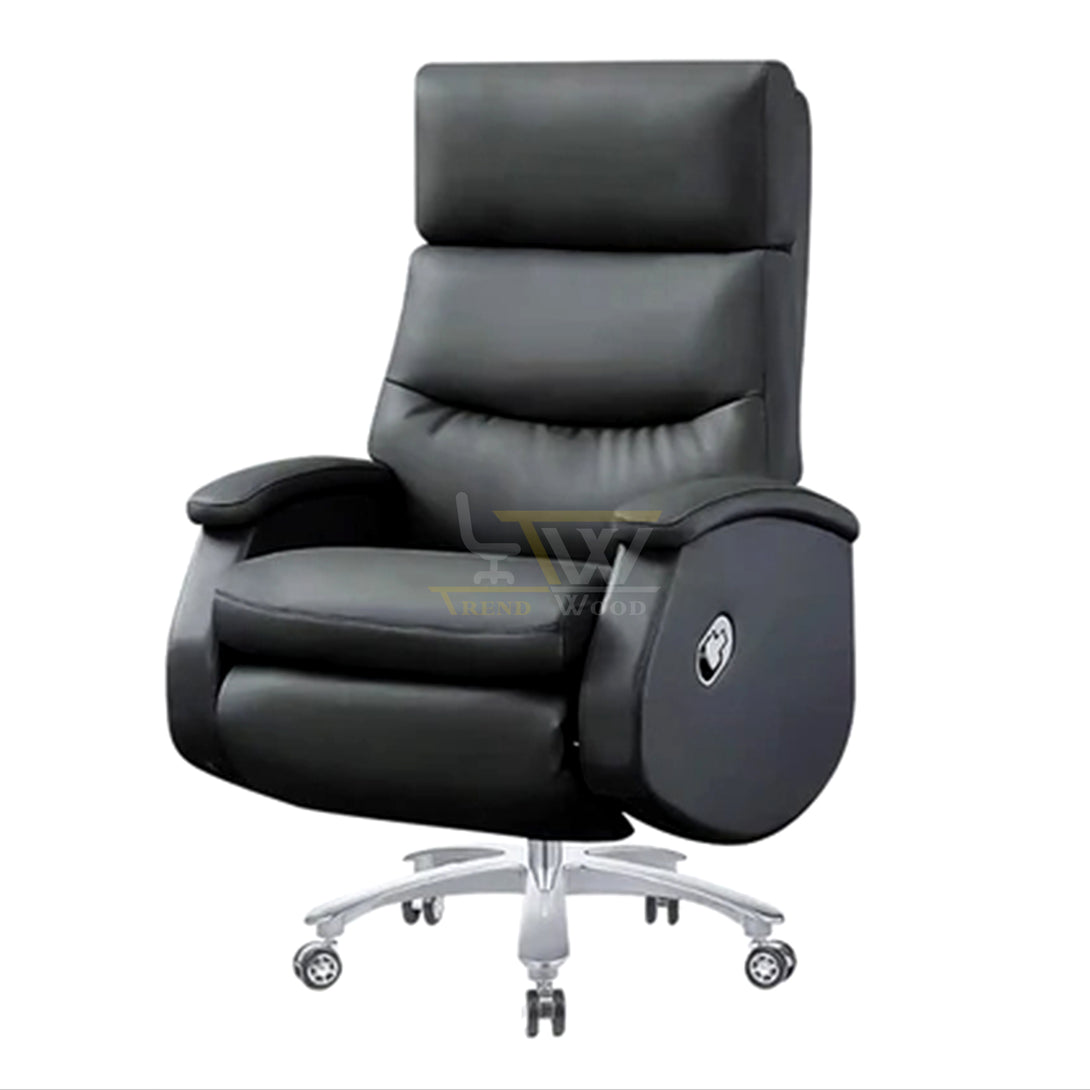 Sleek black Trendwood office chair featuring a high backrest and plush seat cushioning for ergonomic seating in Pakistani workspaces.