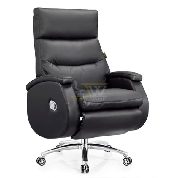 Trendwood ergonomic executive chair with retractable footrest and 360-degree rotation for premium office comfort in Pakistan.