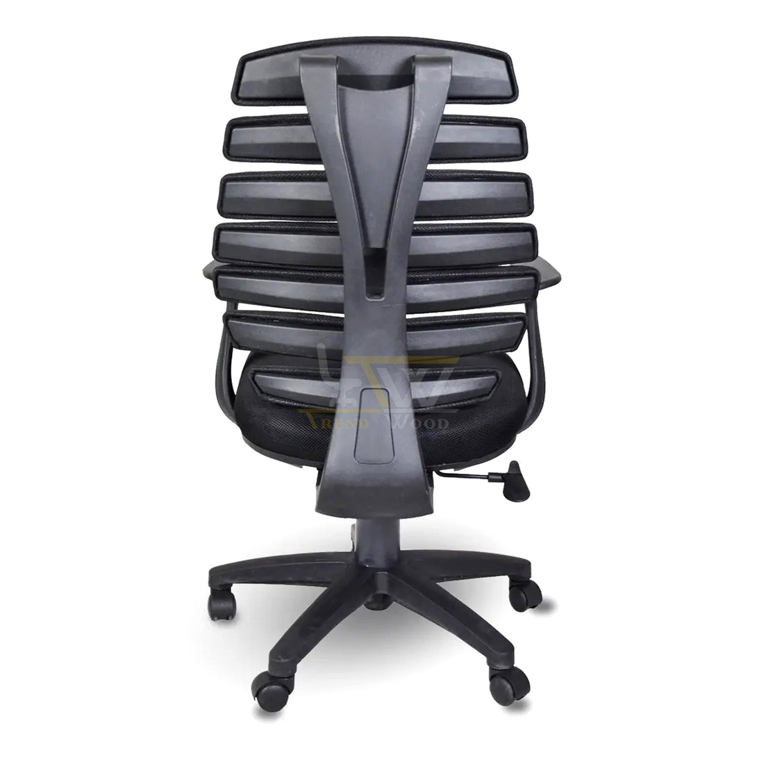 Sleek and stylish black mesh ergonomic chair perfect for corporate environments in Pakistan.