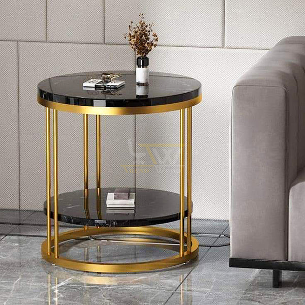 Premium Trendwood gold accent console table with sleek black marble top for luxurious interiors.
