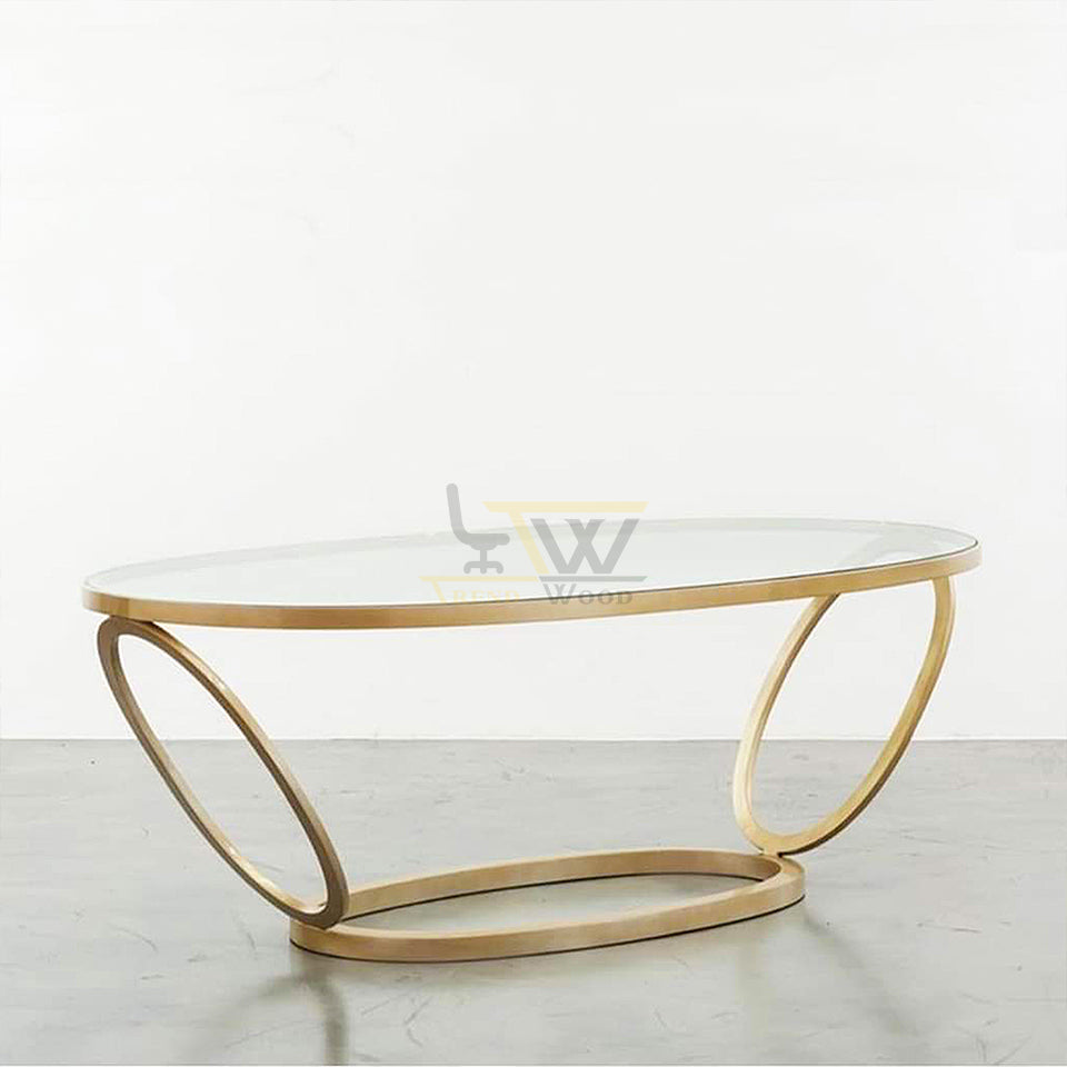 Stylish Trendwood glass console table with a luxurious gold frame, ideal for modern interiors