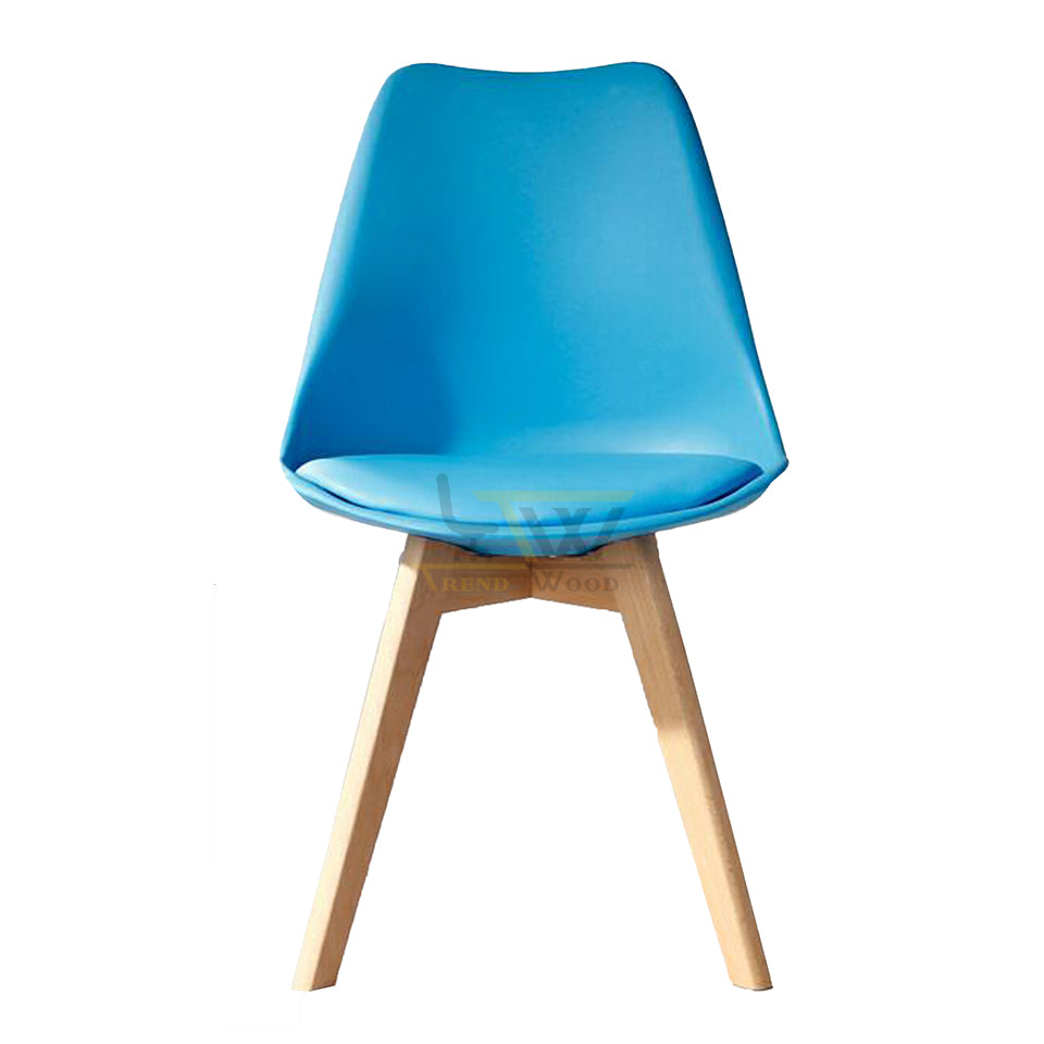 SkyBlue Molded Plastic Chair with Wood Legs | Stylish Seating Trendwood