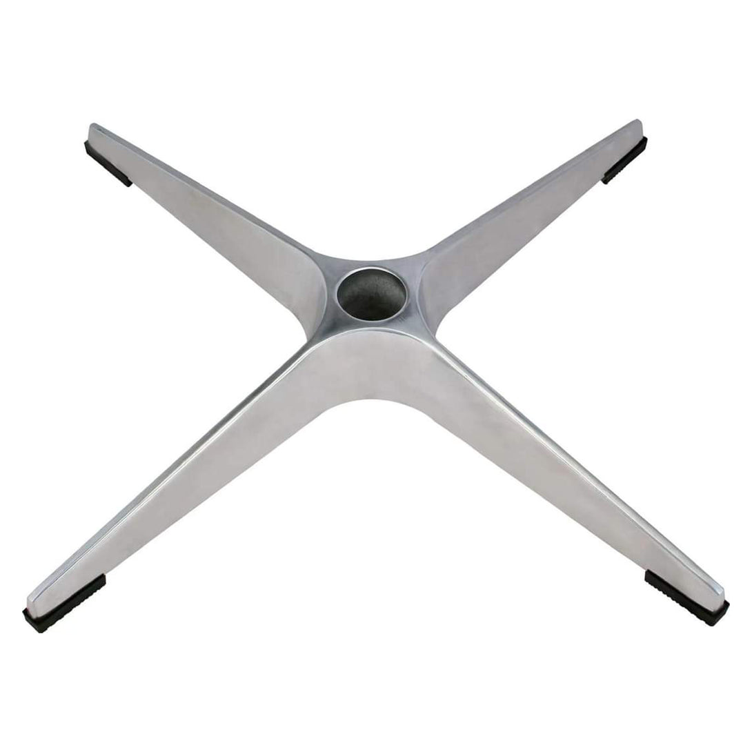 Durable glossy aluminum star base for office chairs featuring end caps that shield from the floor