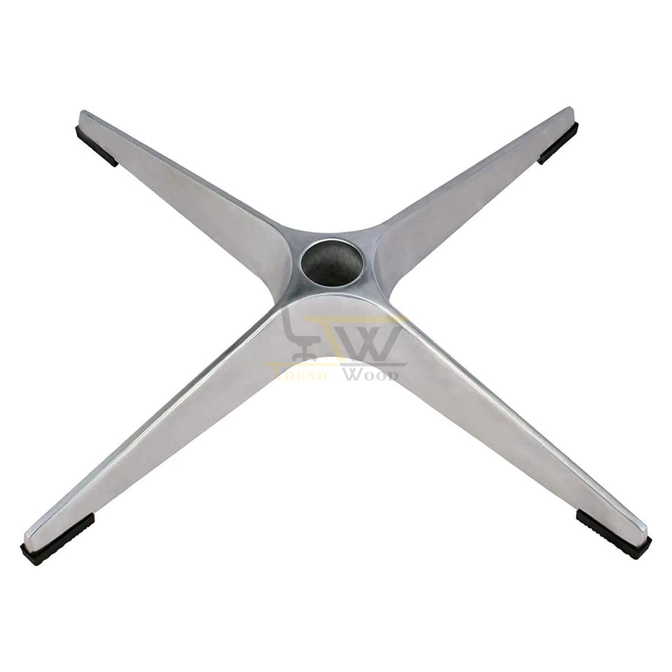 Sturdy polished aluminum star base for office chairs with floor-protective end caps